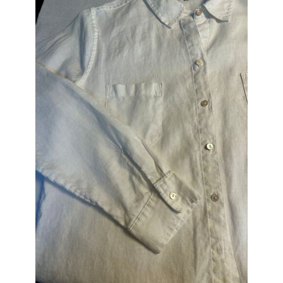 NWI Lilly Pulitzer Sea View Linen Long Sleeve Button Down Resort White Top-Small - Picture 6 of 14